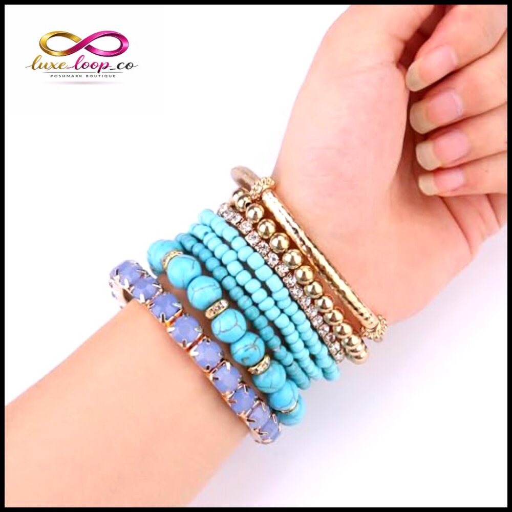 32 Piece Stackable Beaded Bracelet Set Adjustable… - image 5